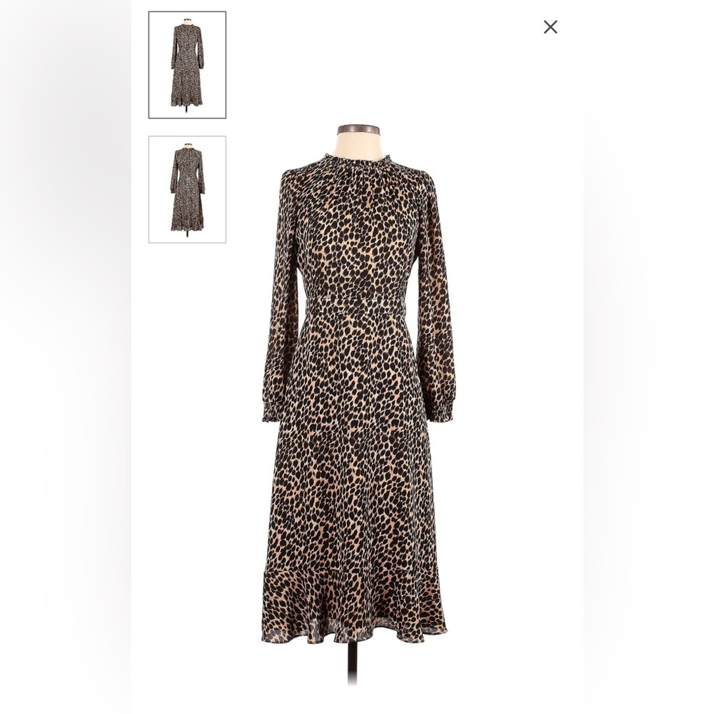J.Crew leopard print midi dress, size 00